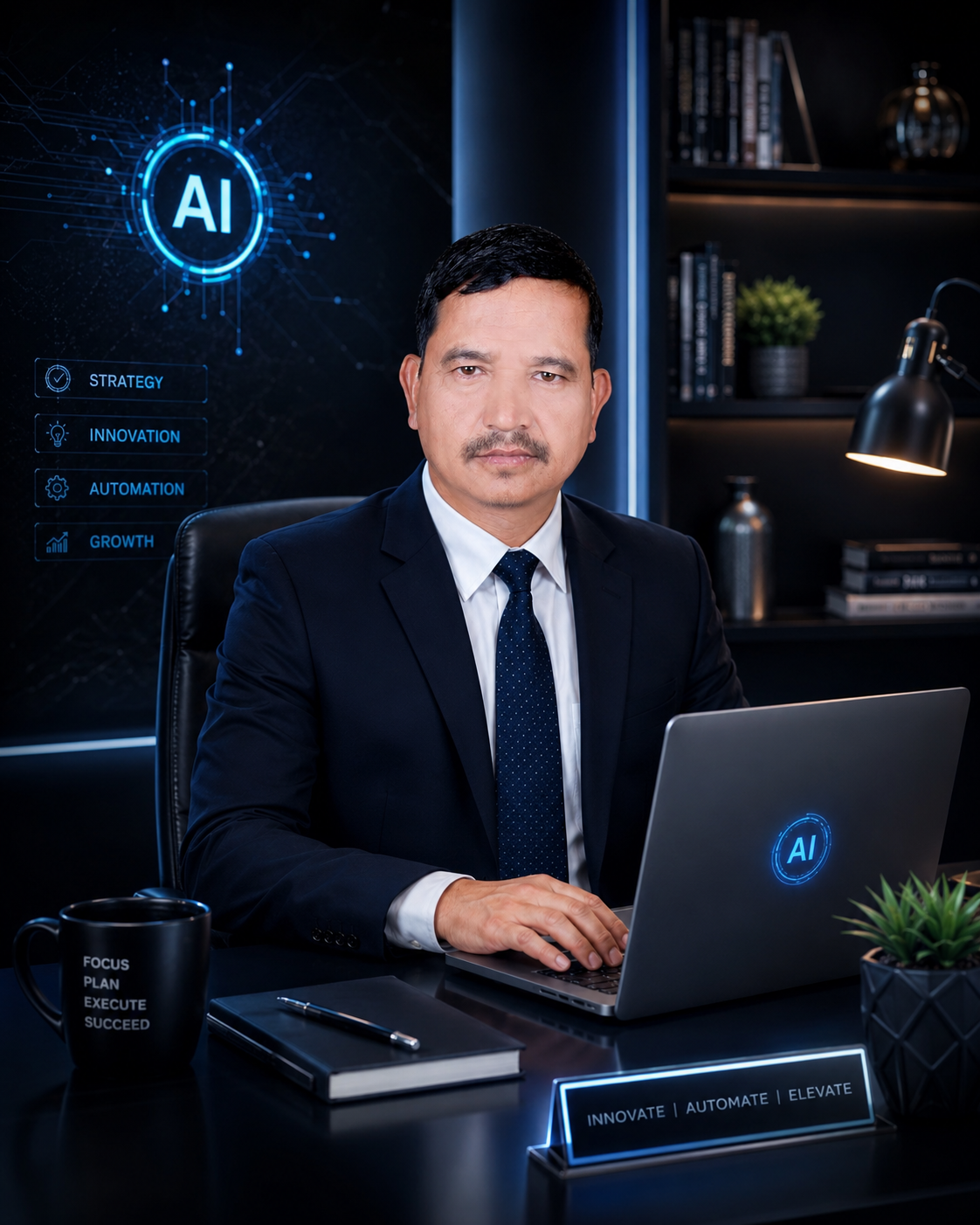 Dhir Bahadur Shahi working with AI marketing strategy